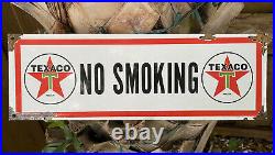 Vintage Texaco Porcelain Metal Sign No Smoking Marine Boat Gas Pump USA Star Oil