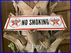 Vintage Texaco Porcelain Metal Sign No Smoking Marine Boat Gas Pump USA Star Oil