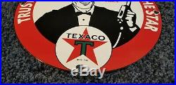 Vintage Texaco Porcelain Motor Oil Gas Attendant Service Station Pump Plate Sign