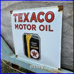 Vintage Texaco Porcelain Motor Oil Gas Station Pump Advertising Petroliana Sign