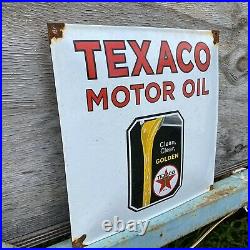 Vintage Texaco Porcelain Motor Oil Gas Station Pump Advertising Petroliana Sign