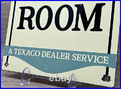 Vintage Texaco Porcelain Rest Room Sign Texas Gasoline Gas Station Pump Plate