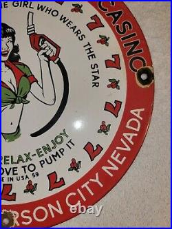 Vintage Texaco Porcelain Sign 1959 Pump Plate Gas Oil Richard's Texaco Carson Nv