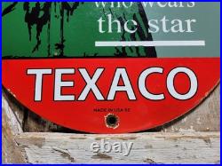 Vintage Texaco Porcelain Sign 1962 Old Filling Station Oil Gas Pump Plate Man 12