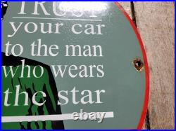 Vintage Texaco Porcelain Sign 1962 Old Filling Station Oil Gas Pump Plate Man 12