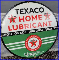Vintage Texaco Porcelain Sign 30 Old Dsp Lubricant Gas Pump Pole Car Oil Texas