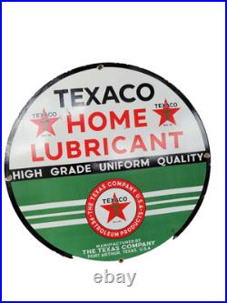 Vintage Texaco Porcelain Sign 30 Old Dsp Lubricant Gas Pump Pole Car Oil Texas