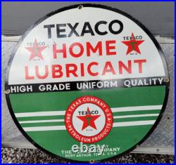 Vintage Texaco Porcelain Sign 30 Old Dsp Lubricant Gas Pump Pole Car Oil Texas