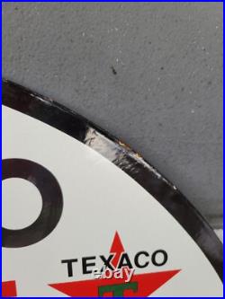Vintage Texaco Porcelain Sign 30 Old Dsp Lubricant Gas Pump Pole Car Oil Texas