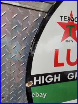 Vintage Texaco Porcelain Sign 30 Old Dsp Lubricant Gas Pump Pole Car Oil Texas