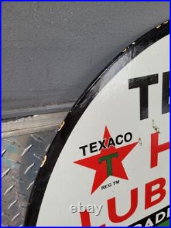Vintage Texaco Porcelain Sign 30 Old Dsp Lubricant Gas Pump Pole Car Oil Texas
