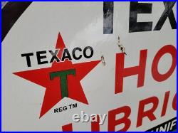 Vintage Texaco Porcelain Sign 30 Old Dsp Lubricant Gas Pump Pole Car Oil Texas