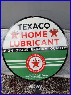 Vintage Texaco Porcelain Sign 30 Old Dsp Lubricant Gas Pump Pole Car Oil Texas