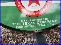 Vintage Texaco Porcelain Sign 30 Old Dsp Lubricant Gas Pump Pole Car Oil Texas