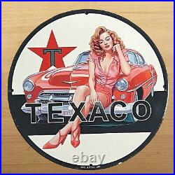 Vintage Texaco Porcelain Sign Auto Car Gasoline Oil Service Station Pump Plate