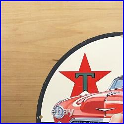 Vintage Texaco Porcelain Sign Auto Car Gasoline Oil Service Station Pump Plate