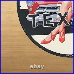 Vintage Texaco Porcelain Sign Auto Car Gasoline Oil Service Station Pump Plate