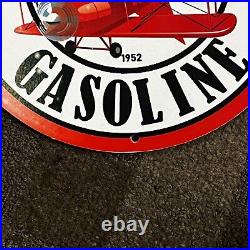 Vintage Texaco Porcelain Sign Aviation Gasoline Oil Service Station Pump Plate