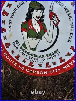 Vintage Texaco Porcelain Sign Casino Carson City Nevada 1959 Vintage Gas Oil 12