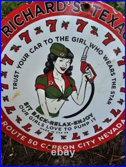 Vintage Texaco Porcelain Sign Casino Carson City Nevada 1959 Vintage Gas Oil 12