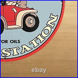 Vintage Texaco Porcelain Sign Disney Gas Oil Filling Service Station Pump Plate