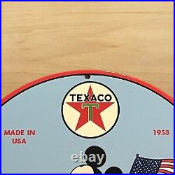 Vintage Texaco Porcelain Sign Disney Gas Oil Filling Service Station Pump Plate