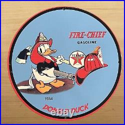 Vintage Texaco Porcelain Sign Fire Chief Gasoline Oil Station Service Pump Plate