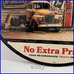 Vintage Texaco Porcelain Sign Gas Oil Petrol Lube Filling Station Pump Plate