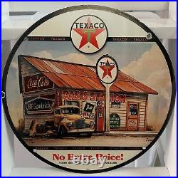 Vintage Texaco Porcelain Sign Gas Oil Petrol Lube Filling Station Pump Plate