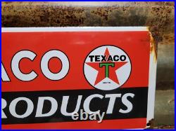 Vintage Texaco Porcelain Sign Gas Pump Plate Gasoline Motor Oil Fuel Company