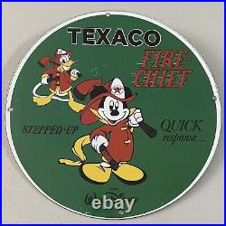 Vintage Texaco Porcelain Sign Gas Station Motor Oil Fire Chief Petrol Pump Plate