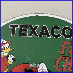 Vintage Texaco Porcelain Sign Gas Station Motor Oil Fire Chief Petrol Pump Plate