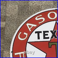 Vintage Texaco Porcelain Sign Gasoline Gas Filling Station Motor Oils Pump Plate