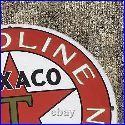 Vintage Texaco Porcelain Sign Gasoline Gas Filling Station Motor Oils Pump Plate