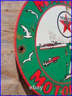 Vintage Texaco Porcelain Sign Marine Boat Motor Oil Gas Station Service Pump 12