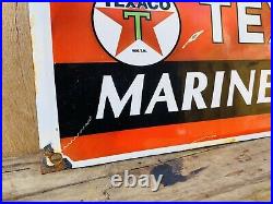 Vintage Texaco Porcelain Sign Marine Products Boat Dock Gas Pump Motor Oil 17