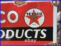 Vintage Texaco Porcelain Sign Marine Products Boat Dock Gas Pump Motor Oil 17