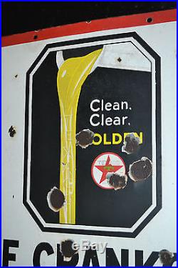 Vintage Texaco Porcelain Sign, Motor Oil, 1930's, Texas Co. Gas Pump, Gas Station