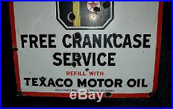 Vintage Texaco Porcelain Sign, Motor Oil, 1930's, Texas Co. Gas Pump, Gas Station