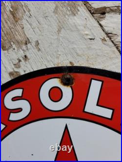 Vintage Texaco Porcelain Sign Motor Oil Gasoline Station Old Service Pump Plate