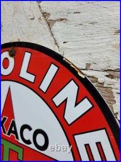 Vintage Texaco Porcelain Sign Motor Oil Gasoline Station Old Service Pump Plate