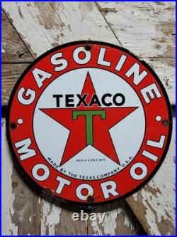 Vintage Texaco Porcelain Sign Motor Oil Gasoline Station Old Service Pump Plate