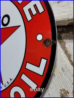 Vintage Texaco Porcelain Sign Motor Oil Gasoline Station Old Service Pump Plate