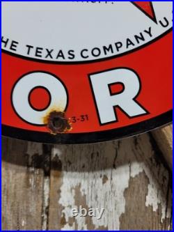 Vintage Texaco Porcelain Sign Motor Oil Gasoline Station Old Service Pump Plate