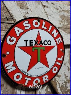 Vintage Texaco Porcelain Sign Motor Oil Gasoline Station Old Service Pump Plate