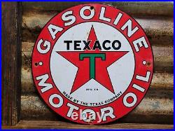 Vintage Texaco Porcelain Sign Motor Oil Gasoline Station Old Service Pump Plate Vintage Texaco Porcelain Sign Motor Oil Gasoline Station Old Service Pump Plate