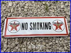Vintage Texaco Porcelain Sign No Smoking Texas Oil Old Gas Station Pump
