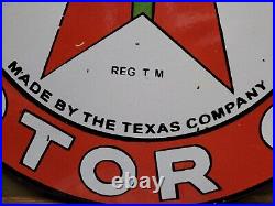 Vintage Texaco Porcelain Sign Oil Gasoline Station Service Garage Pump Flange