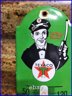 Vintage Texaco Porcelain Sign Old 12 Thermometer Motor Oil Gas Pump Station