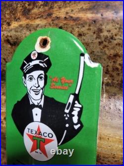 Vintage Texaco Porcelain Sign Old 12 Thermometer Motor Oil Gas Pump Station
